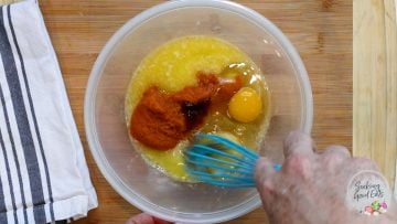whisking wet ingredients together
