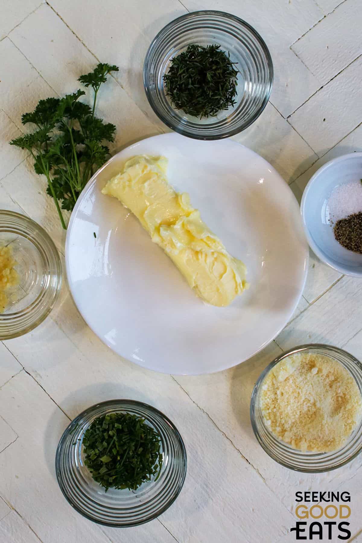 Garlic herb steak butter ingredients.