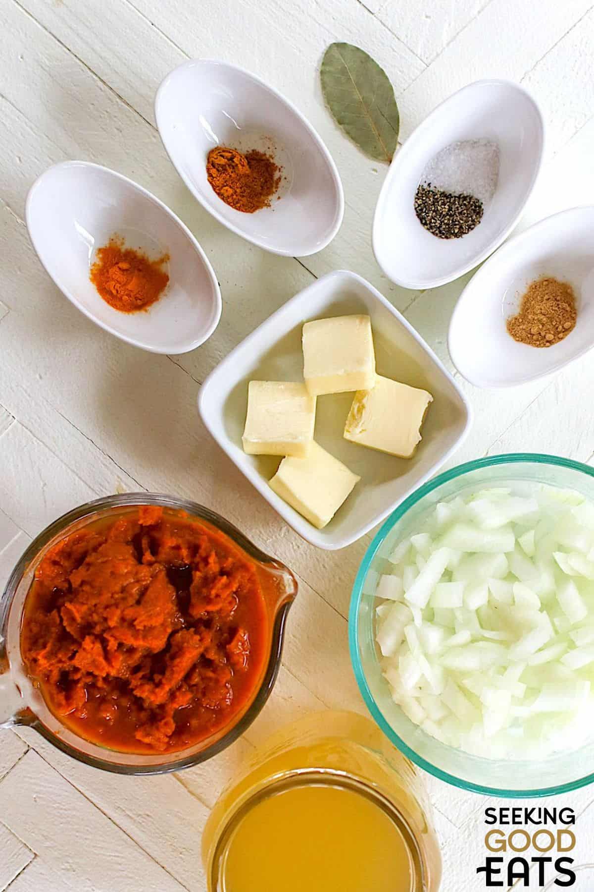 Image of slow cooker pumpkin soup ingredients.