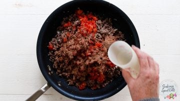 Adding remaing ingredients to the skillet