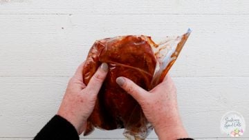 marinating the steaks in a plastic bag