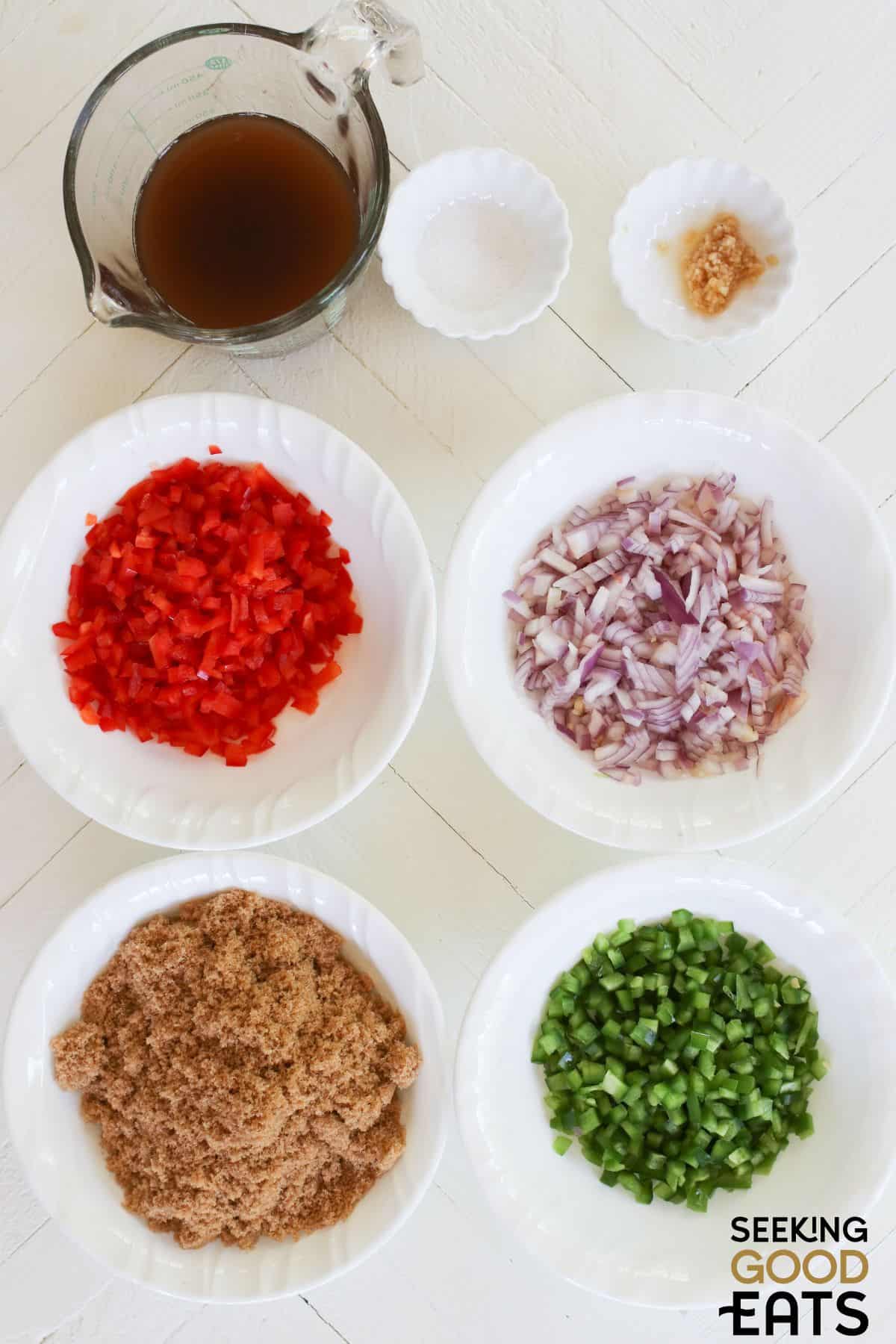 Sweet pepper relish ingredients.