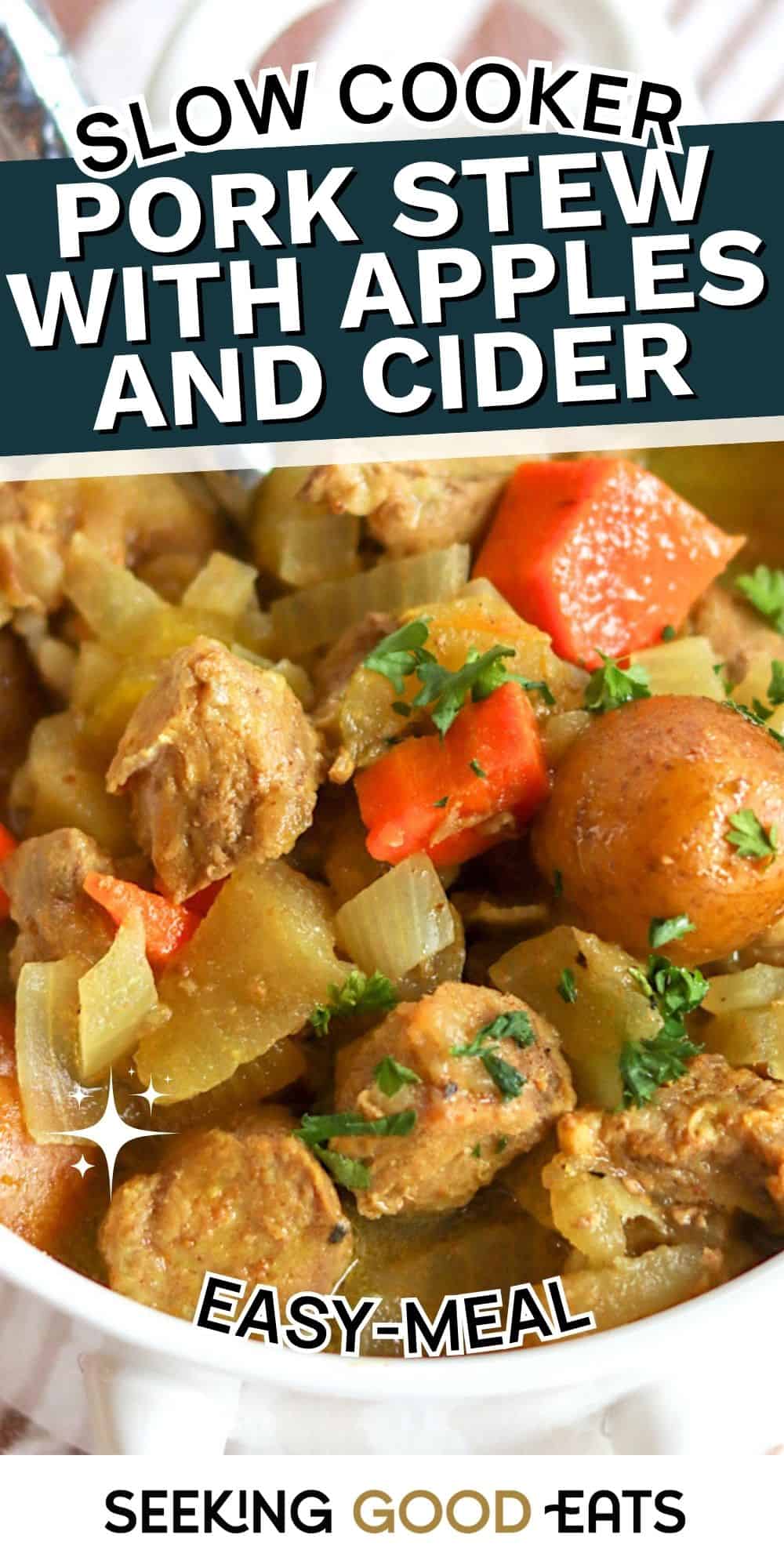 High Protein Autumn-Inspired Slow Cooker Pork Stew With Apples and Cider