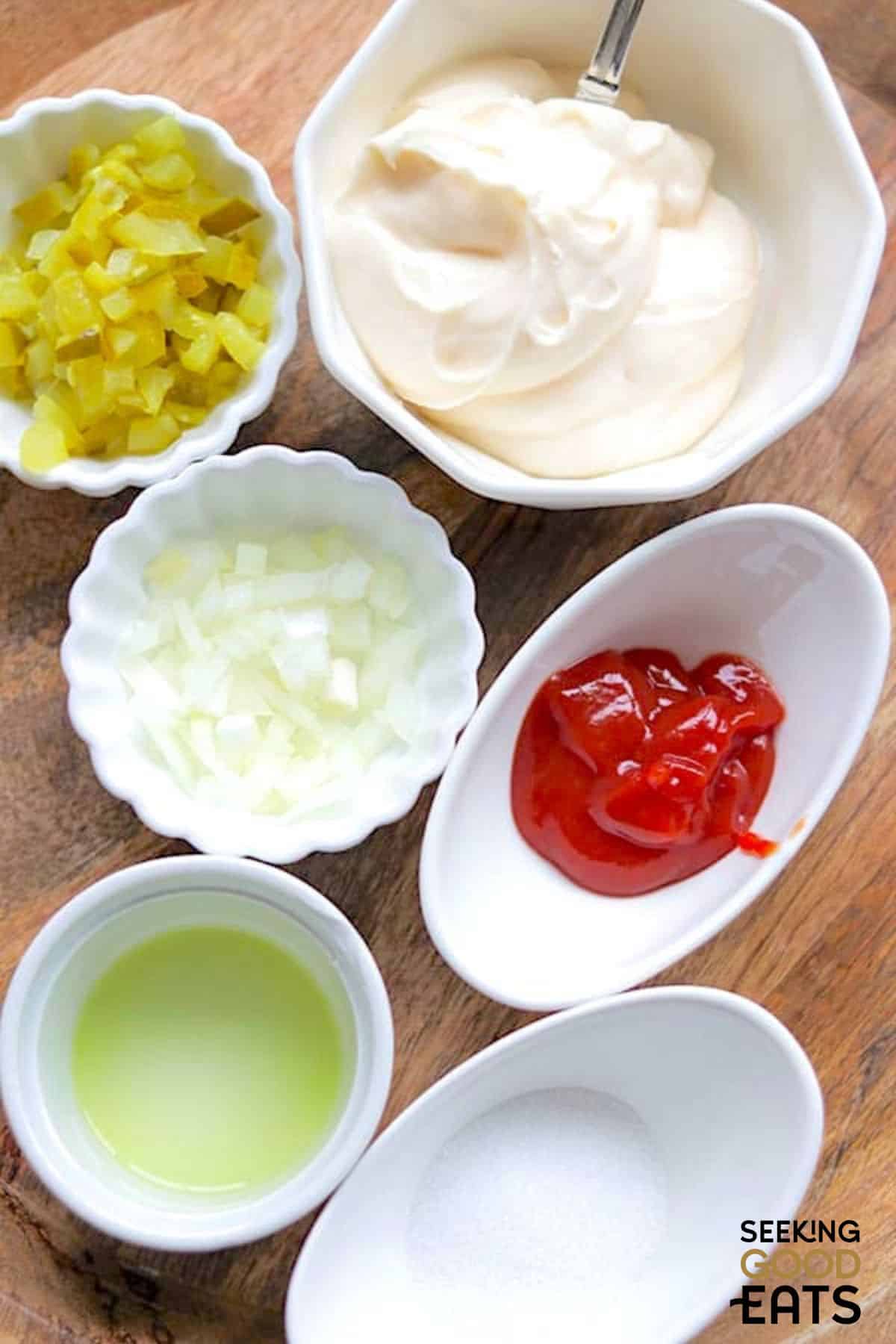 Overview of thousand island dressing ingredients.