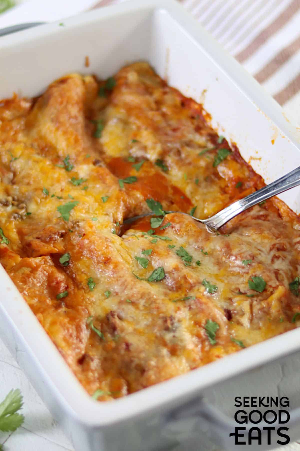 cheesy ground beef enchiladas
