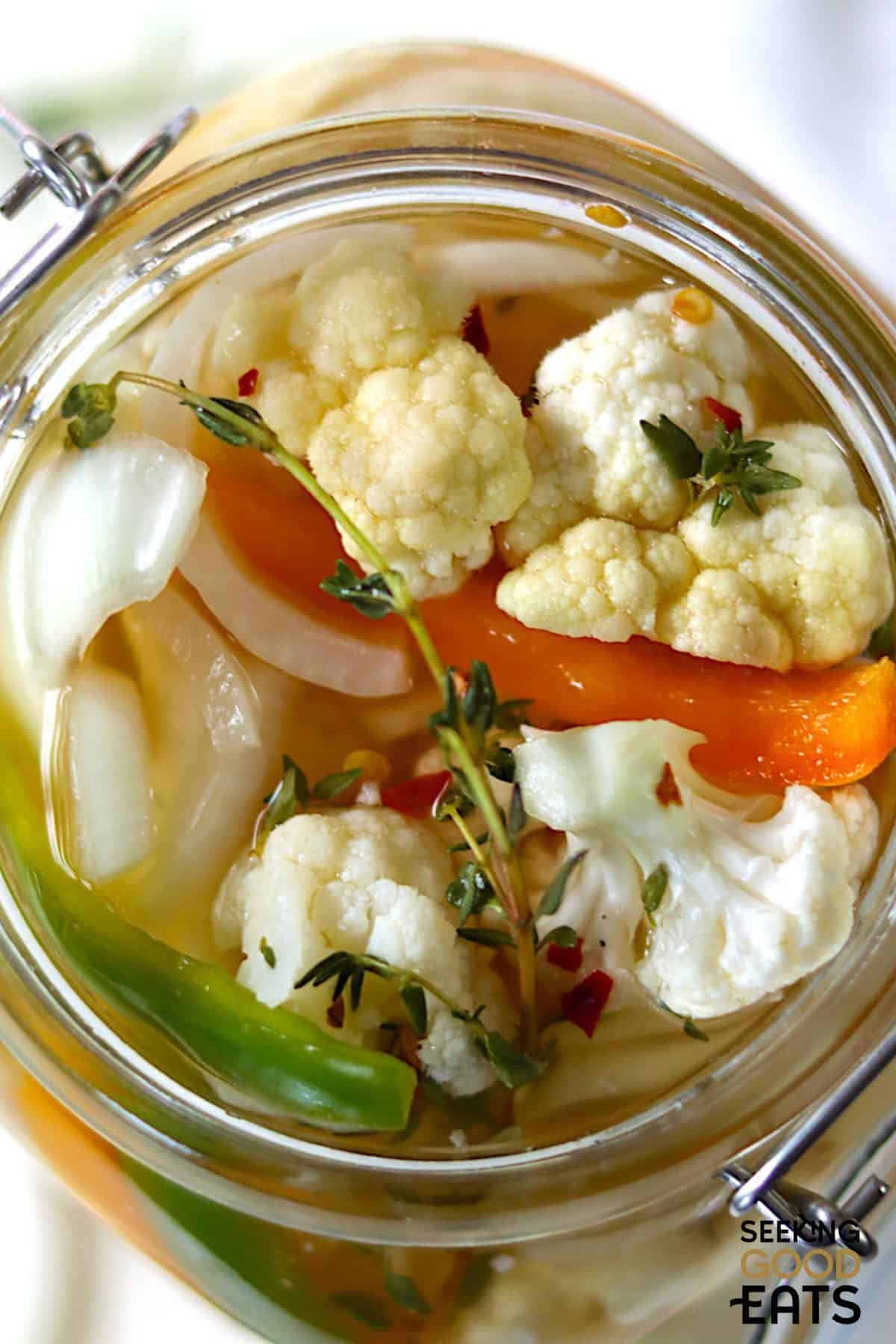 jar of pickled cauliflower