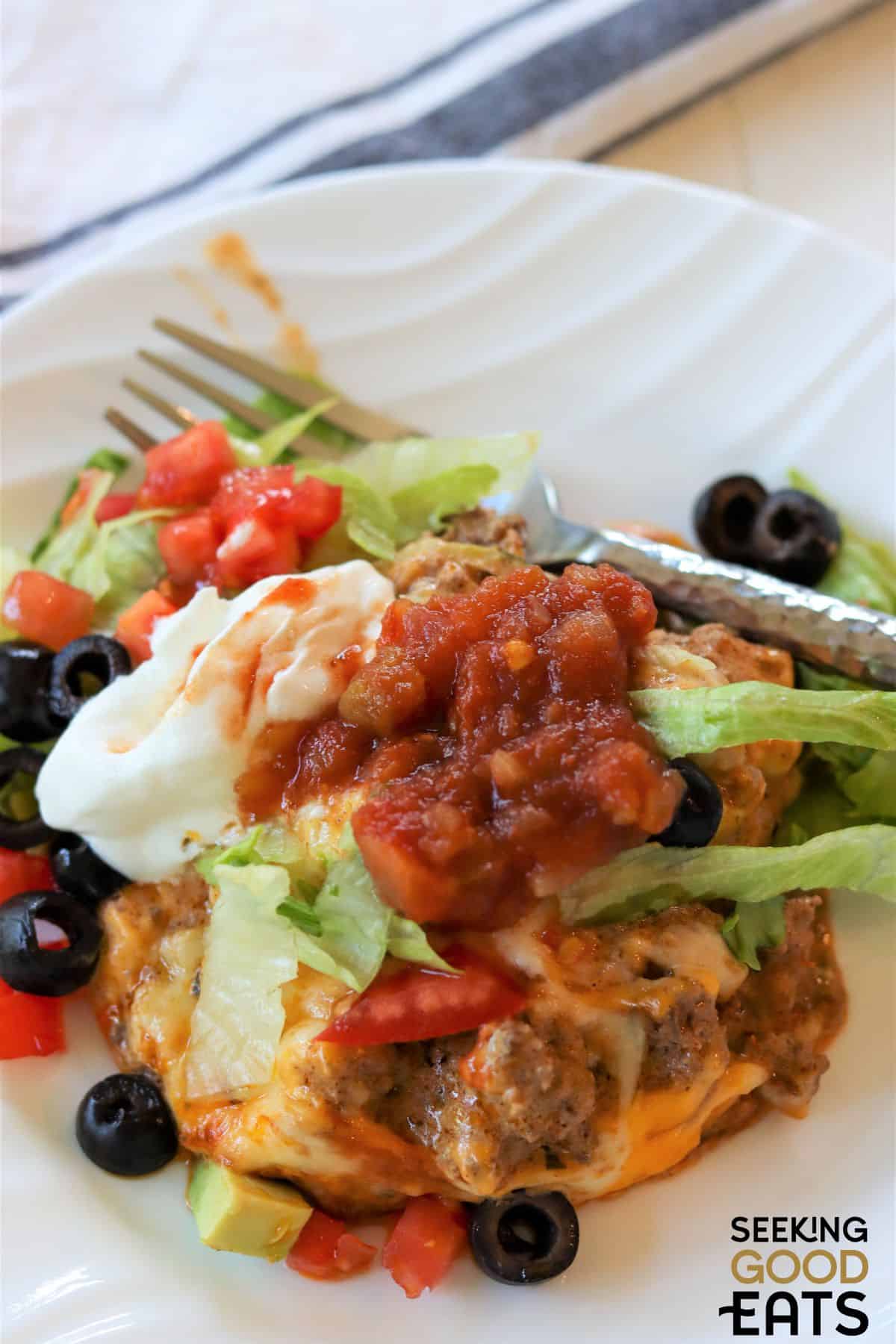 Easy zucchini taco casserole served on a plate.