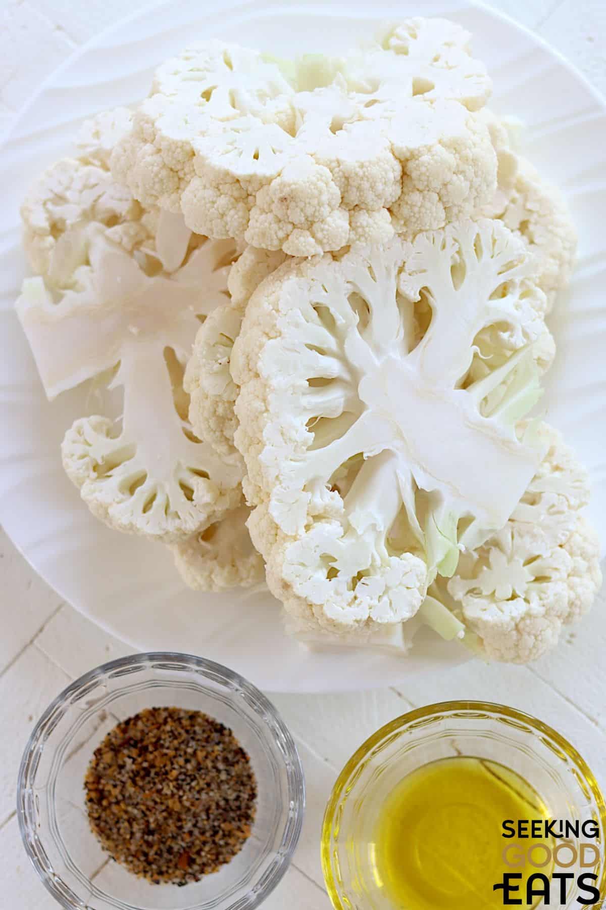 Ingredients you'll need to make cauliflower steak.