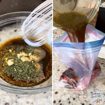 Make the sirloin steak marinade and pour over the steaks to marinate for 5 to 24 hours.