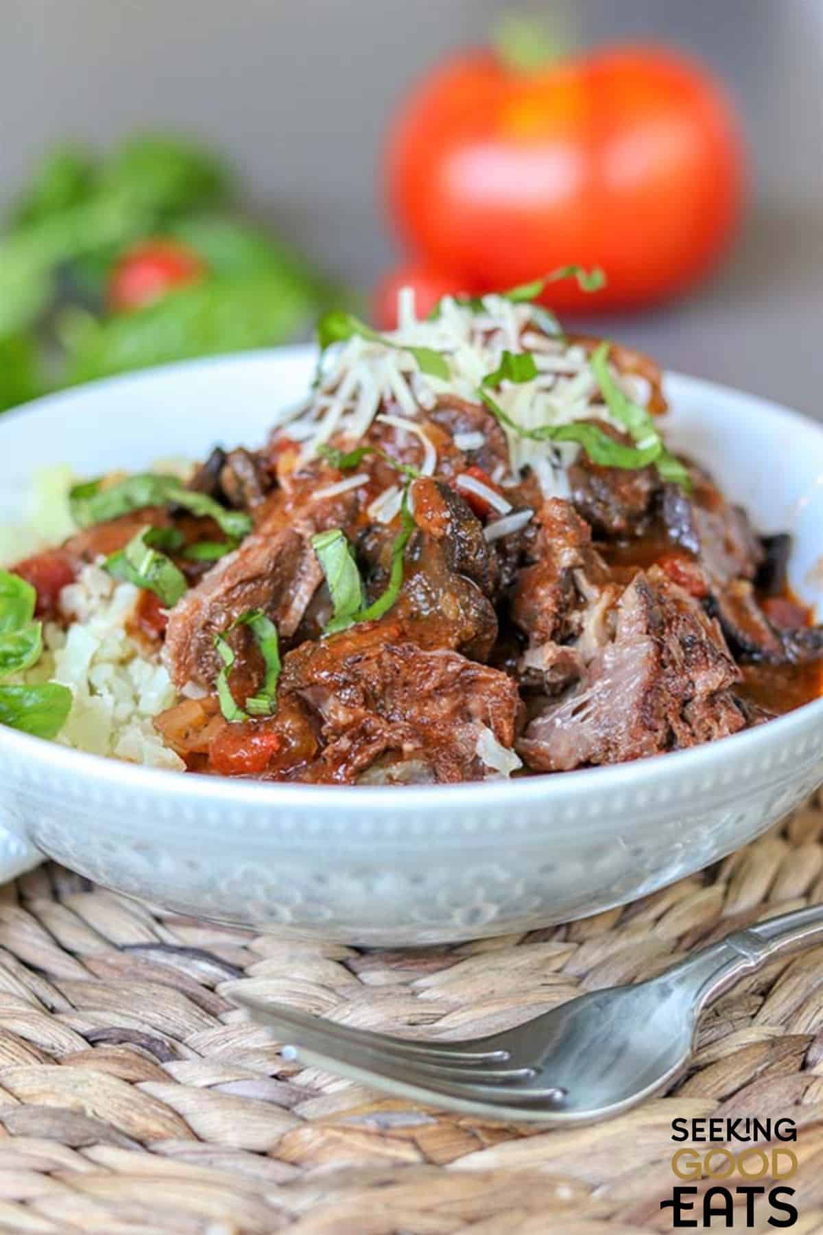 Italian style crock pot beef roast served on a plate.