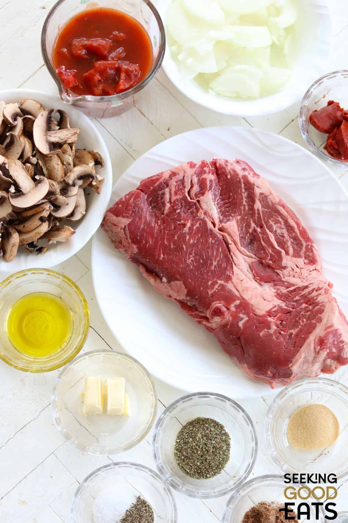 Italian pot roast ingredients image.