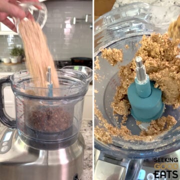 Add the rest of the ingredients to the food processor until the result is sticking all together.
