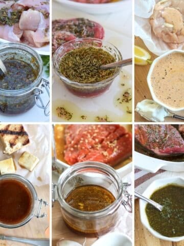 A collage of easy homemade marinade recipes.