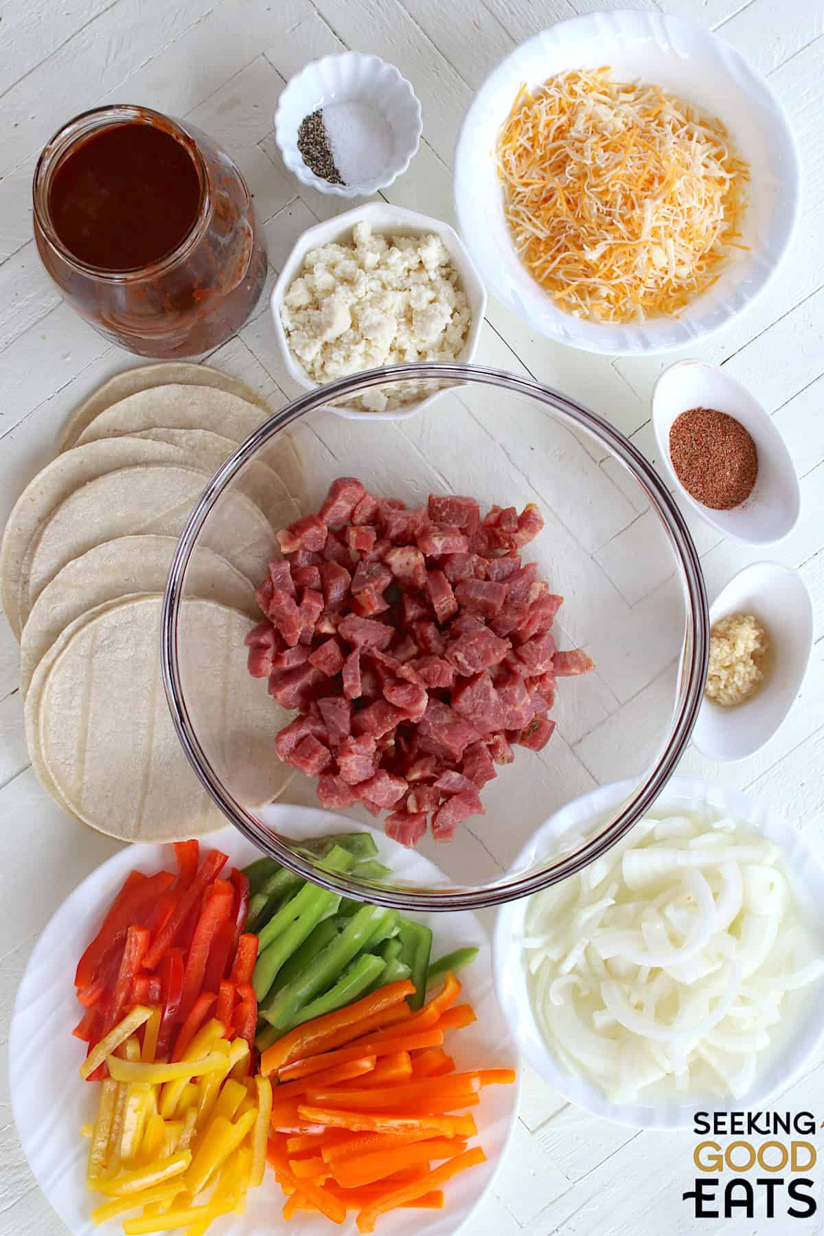 ingredients needed for making carne asada enchiladas