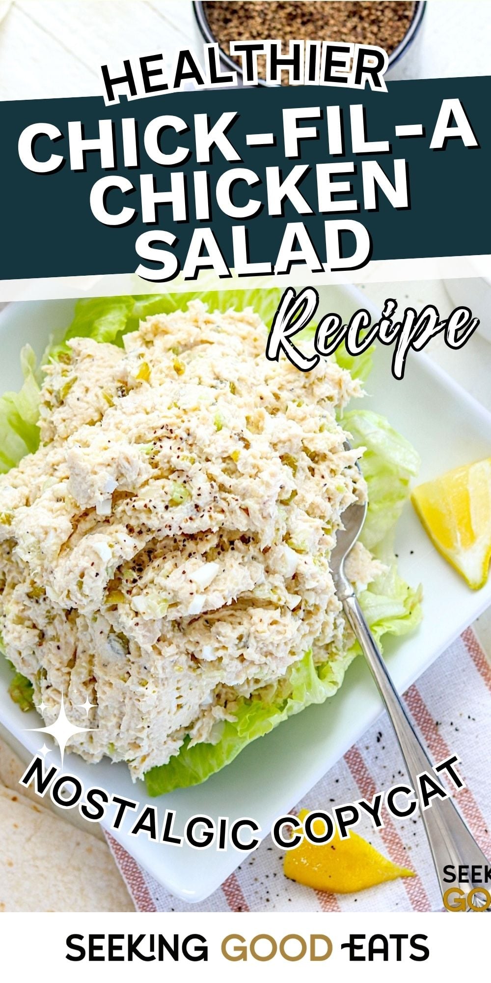 Copycat chick-fil-a chicken salad on a square white plate.