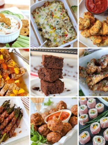 Image featuring nine game day recipes for the featured image.