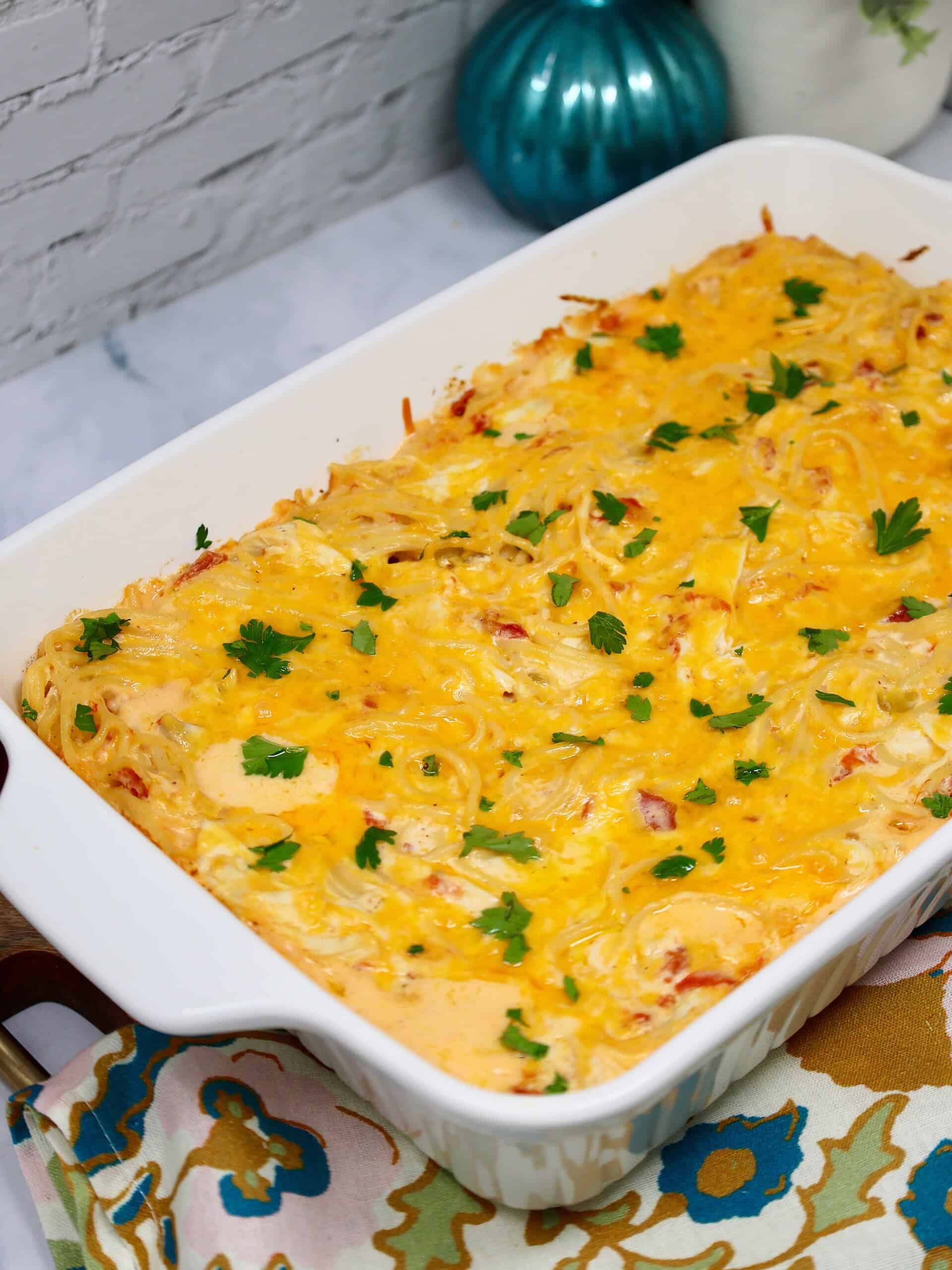 Rotisserie Chicken Spaghetti Casserole